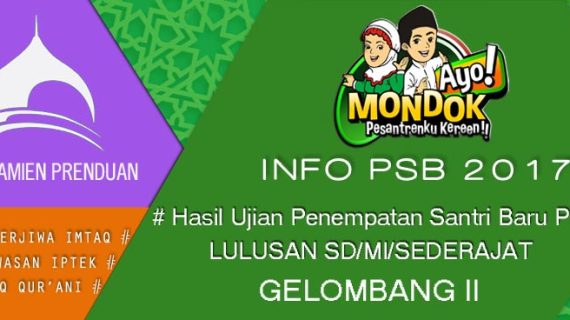 Hasil Ujian Penempatan Santri Baru Lulusan SD/MI (Putra) – Gelombang II